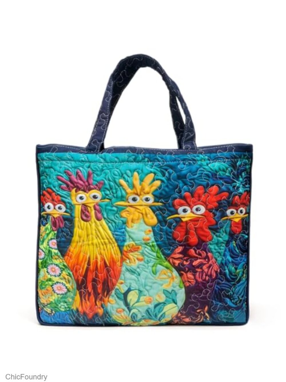 Quilted Tote Bag Lightweight Large Capacity Foldable Travel Shoulder Bag